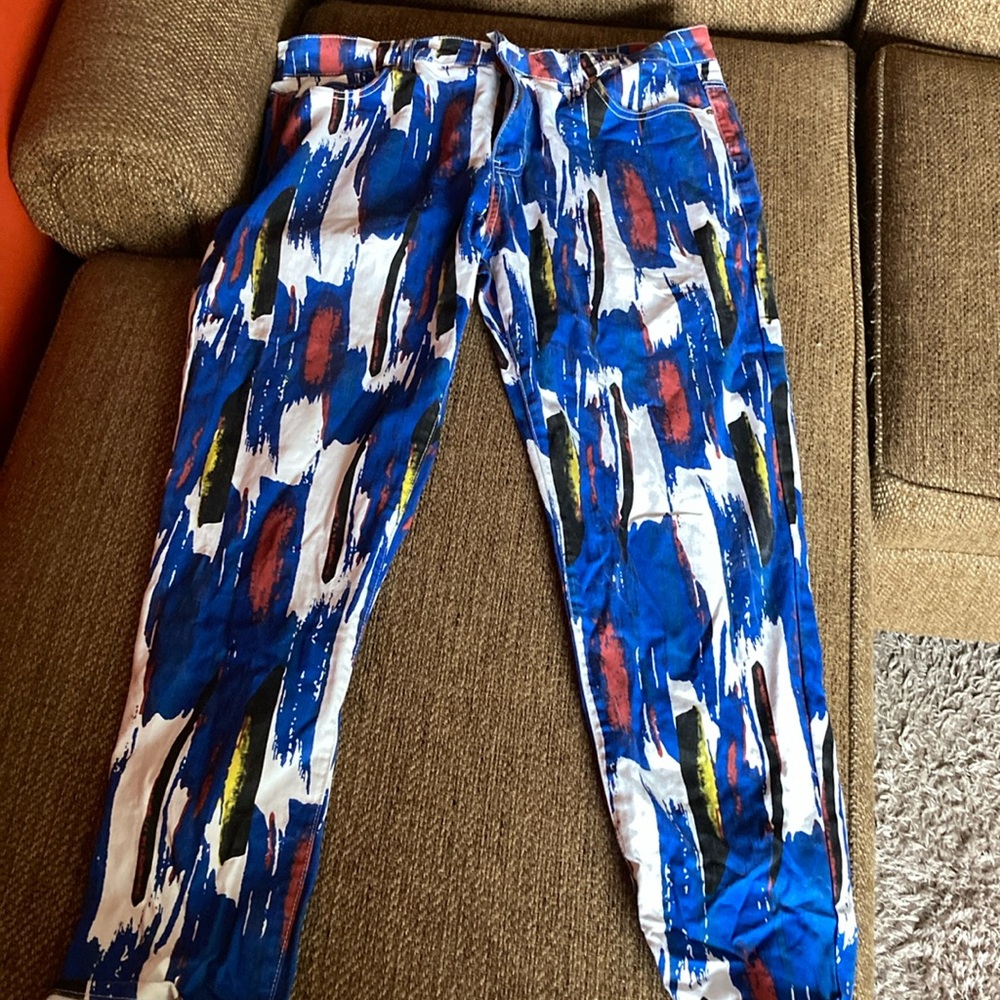 Enrica Men's Casual Printed Jeans Skinny Denim Pants